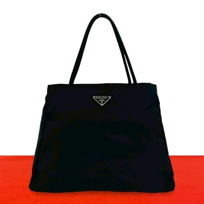 PRADA プラダ 三角ロゴ プレート 金具 ナイロン ハンドバッグ ブラック
58966