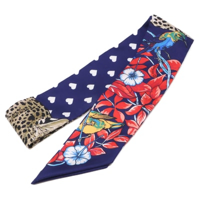 エルメス 【美品】JUNGLE LOVE LOVE ジャングルラブラブ シルク ツイリー