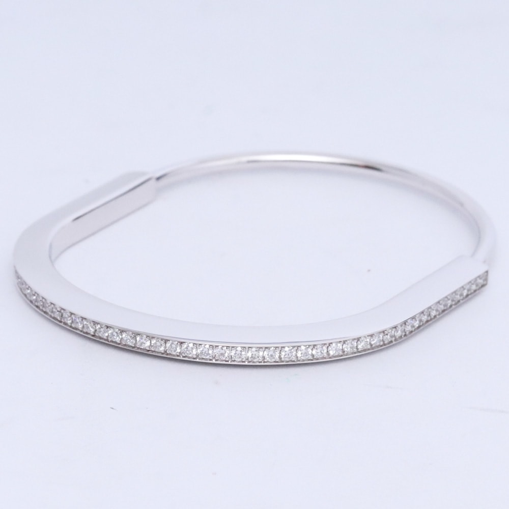 Tiffany & Co. Narrow Bangle Half Pave Diamonds "White Gold"