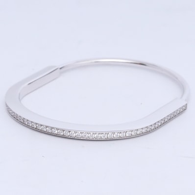 Tiffany & Co. Narrow Bangle Half Pave Diamonds "White Gold"