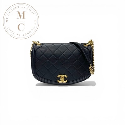 シャネル CHANEL バッグ ショルダーバッグ ネイビー ゴールド マトラッセ ターンロック ココマーク