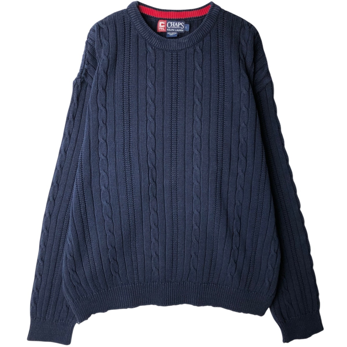 古着 90年代 ラルフローレン Ralph Lauren CHAPS チャップス ケーブル編み コットンニットセーター USA製 メンズL相当 ヴィンテージ/eaa619675