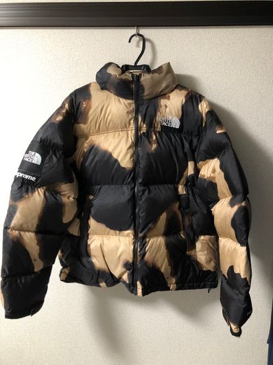 Supreme x The North Face Bleached Denim Print Nuptse Jacket "Black"