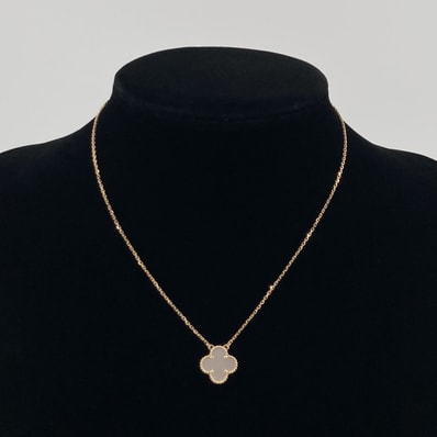 Van Cleef & Arpels(ヴァンクリーフ&アーペル) ヴィンテージ アルハンブラ マザーオブパール Au750 イエローゴールド ネックレス 5.16g ゴールド×ホワイト