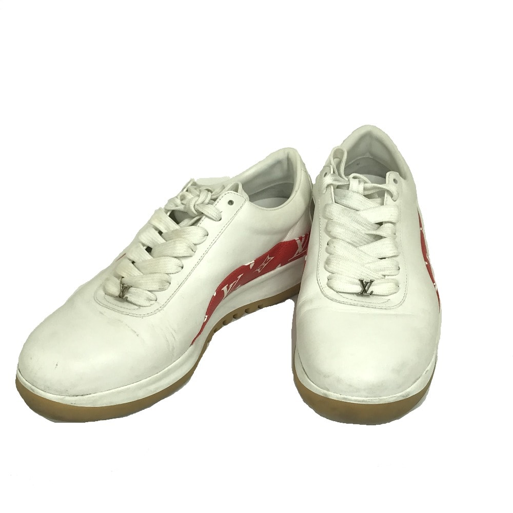 ルイヴィトン LOUIS VUITTON ランアウェイ 1A3EQ5 モノグラム Supreme コラボ スニーカー レザー ホワイト×レッド