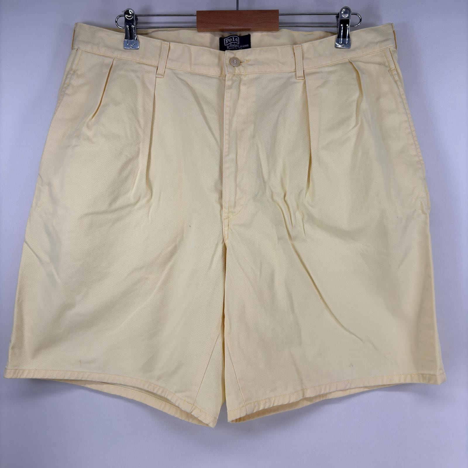 古着 90's/90年代 ポロバイラルフローレン Polo by Ralph Lauren USA製 ショートパンツ ポロチノ ハーフパンツ w38 イエロー メンズ