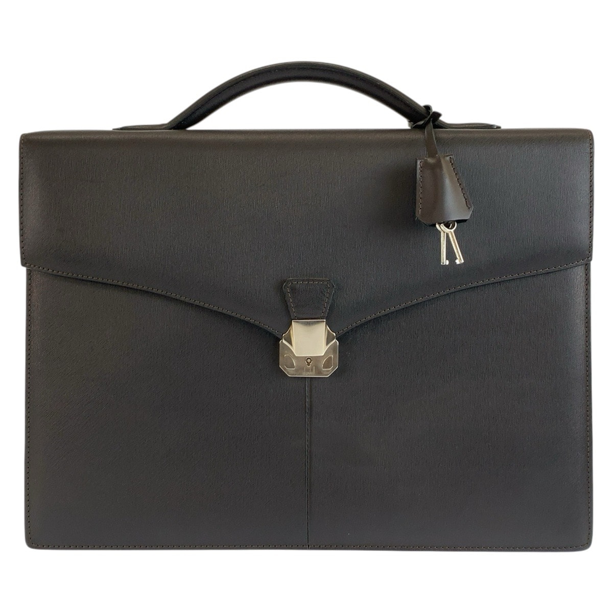 美品 Dunhill ダンヒル サイドカー ブラック 黒 シルバー金具 レザー ビジネスバッグ ブリーフケース 604623 【中古】