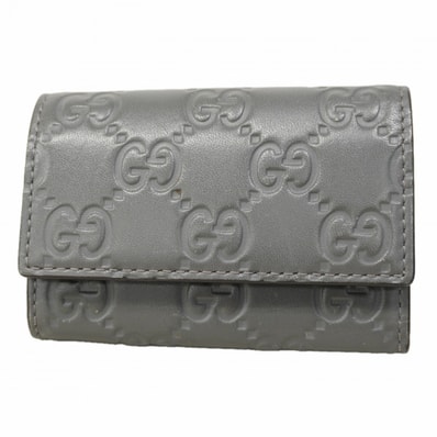 【6ee6118-k】グッチ キーケース グッチシマ 138093 レザー グレー シルバー金具【中古】メンズ