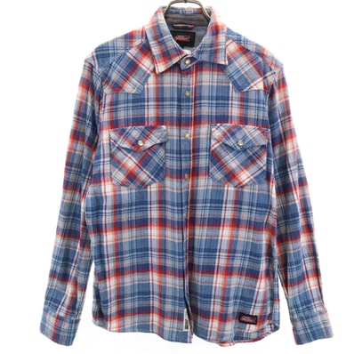 Dickies ディッキーズ チェック柄 長袖 チェックシャツ M ブルー系