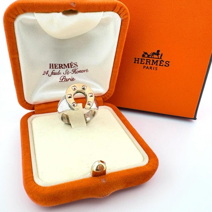 HERMES ホースシュー K18YG Sv925 10.5号 リング・指輪 ゴールド シルバー エルメス 正規品【鑑定済み】