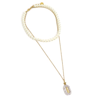 クリスチャンディオール Christian Dior ネックレス メタル/フェイクパール ホワイト/ゴールド レディース【中古】 h32272k