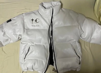 THUG CLUB TC Leather Puffer Jacket "BLACK"