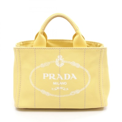 プラダ PRADA CANAPA カナパ ミニ トートバッグ バッグ キャンバス レディース イエロー系 BN2439 【中古】