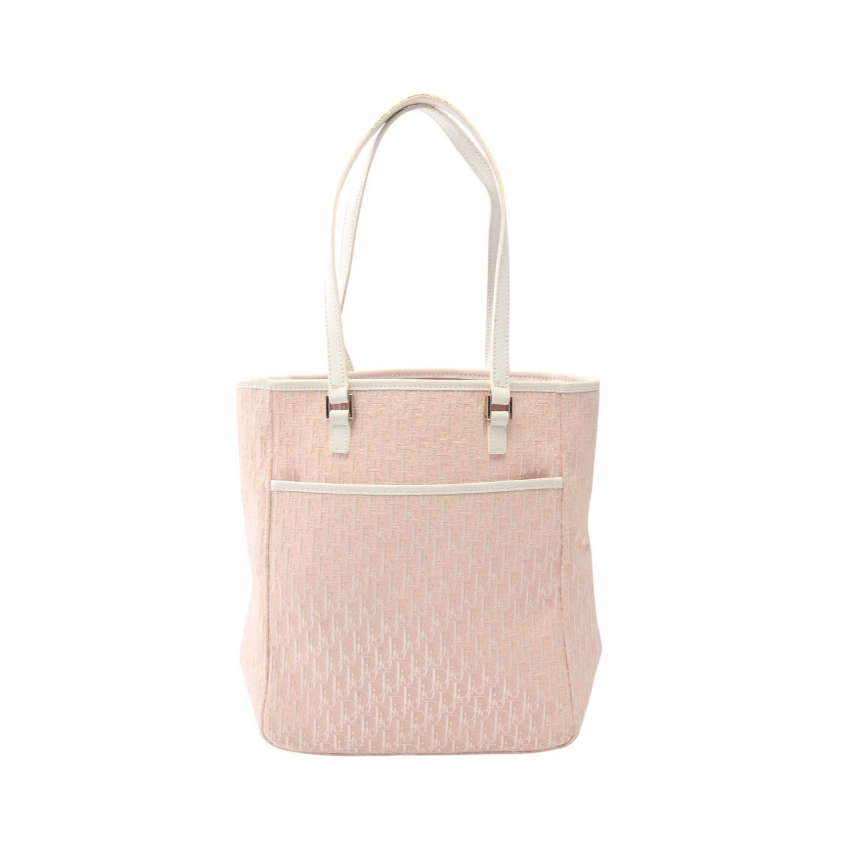 ディオール Dior トロッター トートバッグ バッグ キャンバス レザー レディース ピンク系 / ホワイト系 【中古】