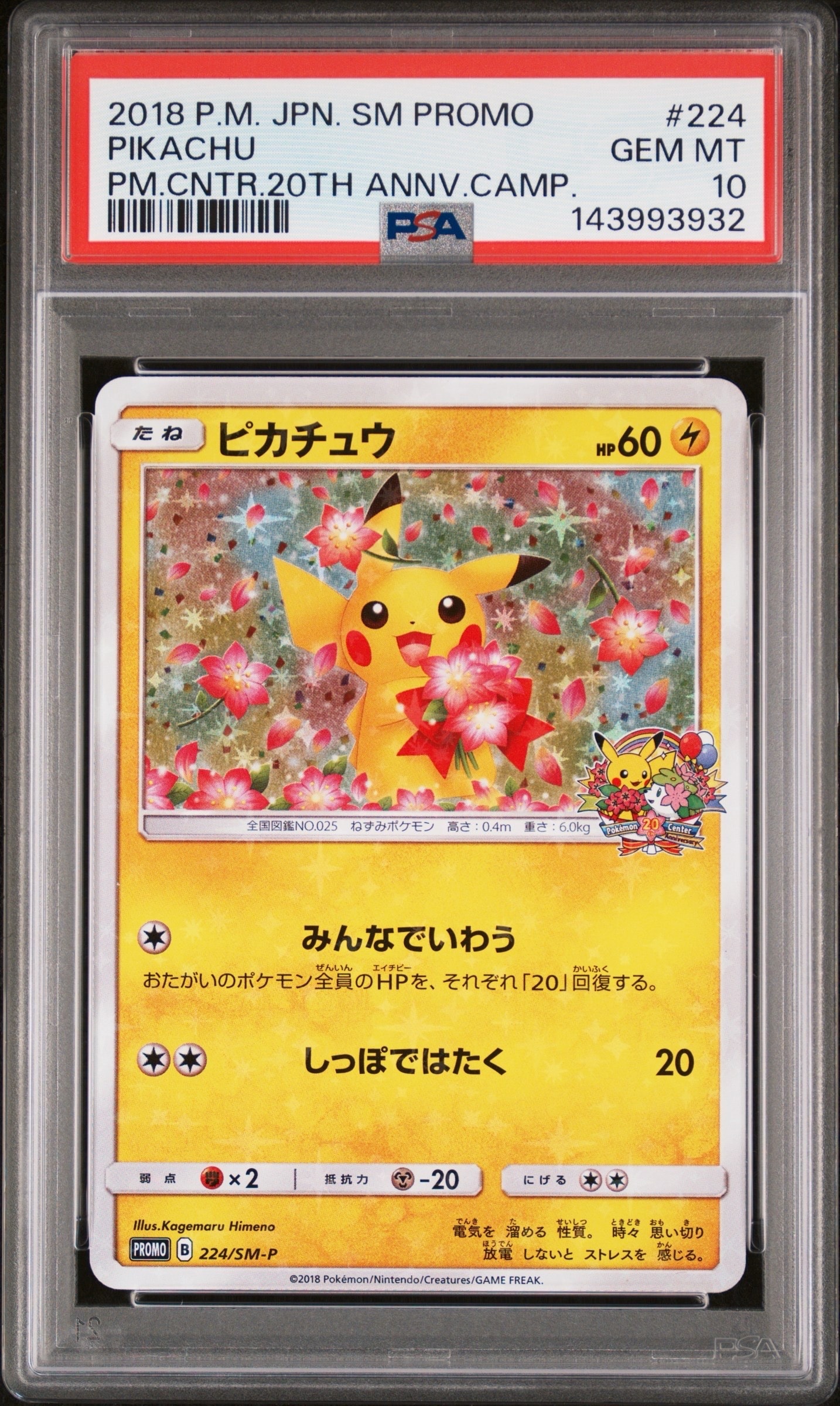 PSA10】ピカチュウ: プロモ[SM-P 224](プロモーションカード「SM-P