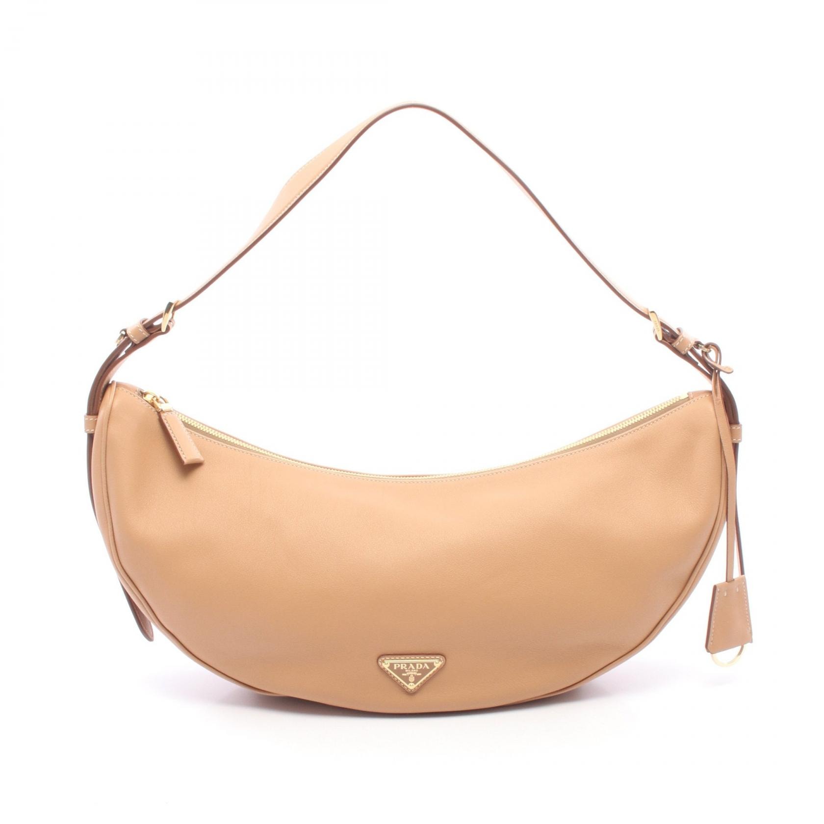 プラダ PRADA ドゥミ リュンヌ ラージ ショルダーバッグ バッグ レザー レディース ブラウン系 【中古】