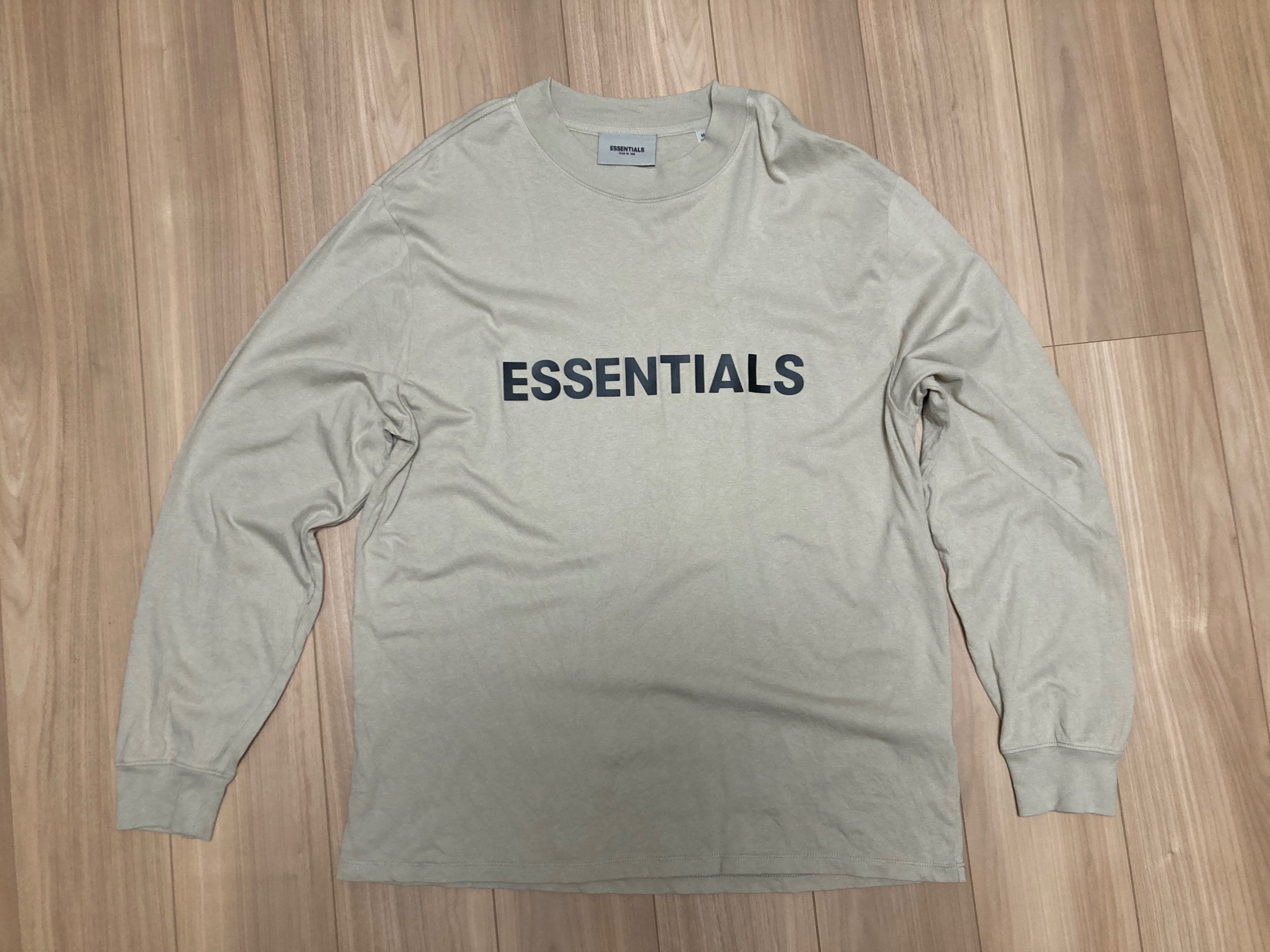FEAR OF GOD ESSENTIALS 3D Silicon Applique Boxy Long Sleeve T-Shirt "Tan/String"