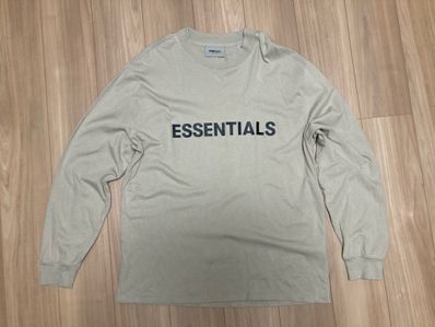 FEAR OF GOD ESSENTIALS 3D Silicon Applique Boxy Long Sleeve T-Shirt "Tan/String"