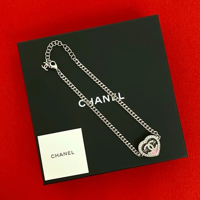 CHANEL シャネル ココマーク ハート モチーフ 合金 ラインストーン メッキ ネックレス シルバー
21059
