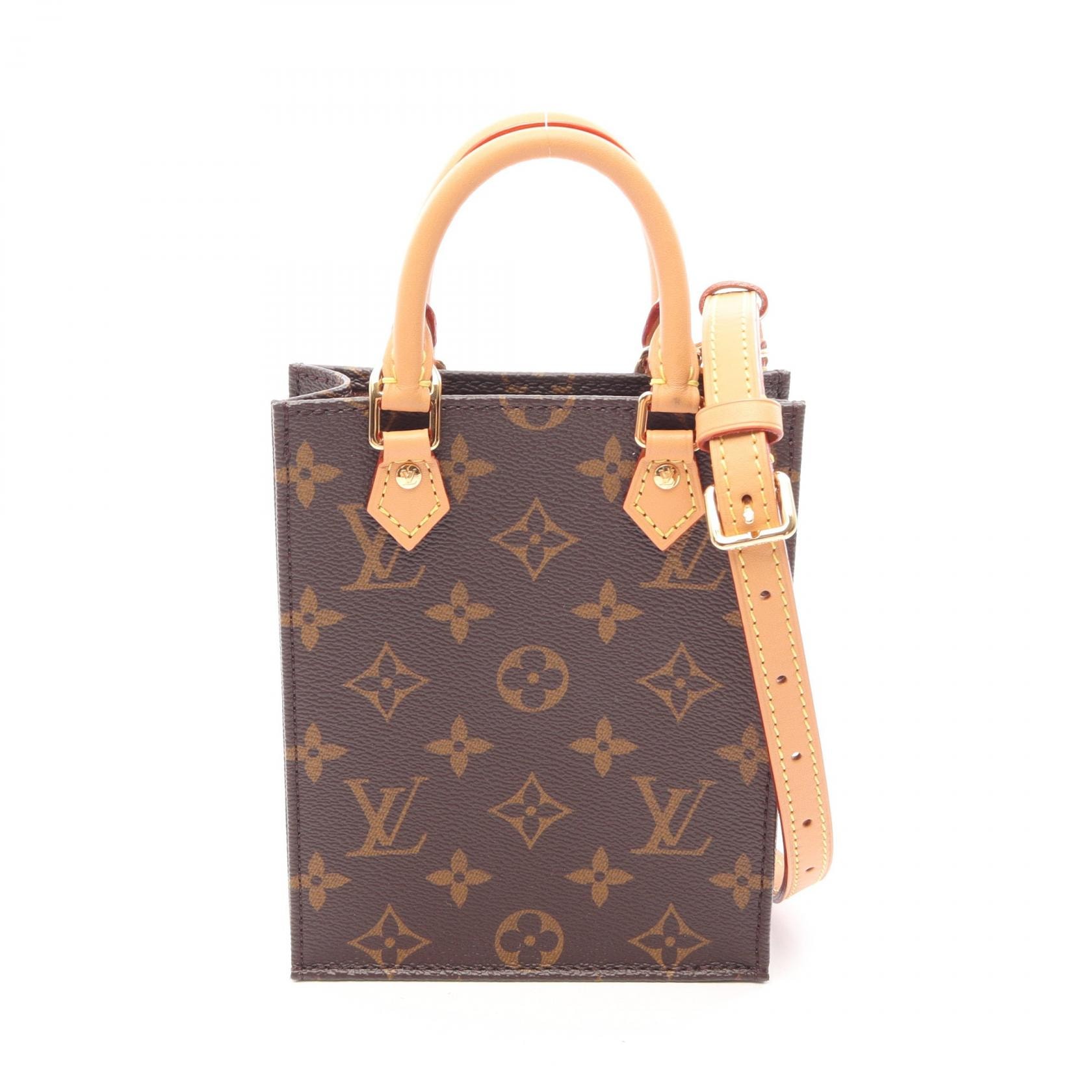 ルイ・ヴィトン LOUIS VUITTON プティット サックプラ モノグラム 2WAY ハンドバッグ バッグ PVCコーティングキャンバス レザー モノグラム レディース ブラウン系 M81295 【中古】