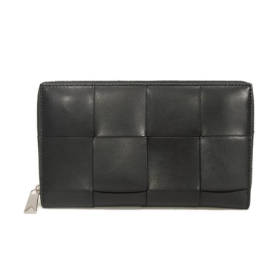 BOTTEGAVENETA ボッテガヴェネタ カセット ジップアラウンドウォレット 現行 カーフ ラウンドファスナー 札入れ カードケース コインケース RFID IC 未使用 マキシ イントレチャート ブラック 長財布 748054 VBWD2 8803