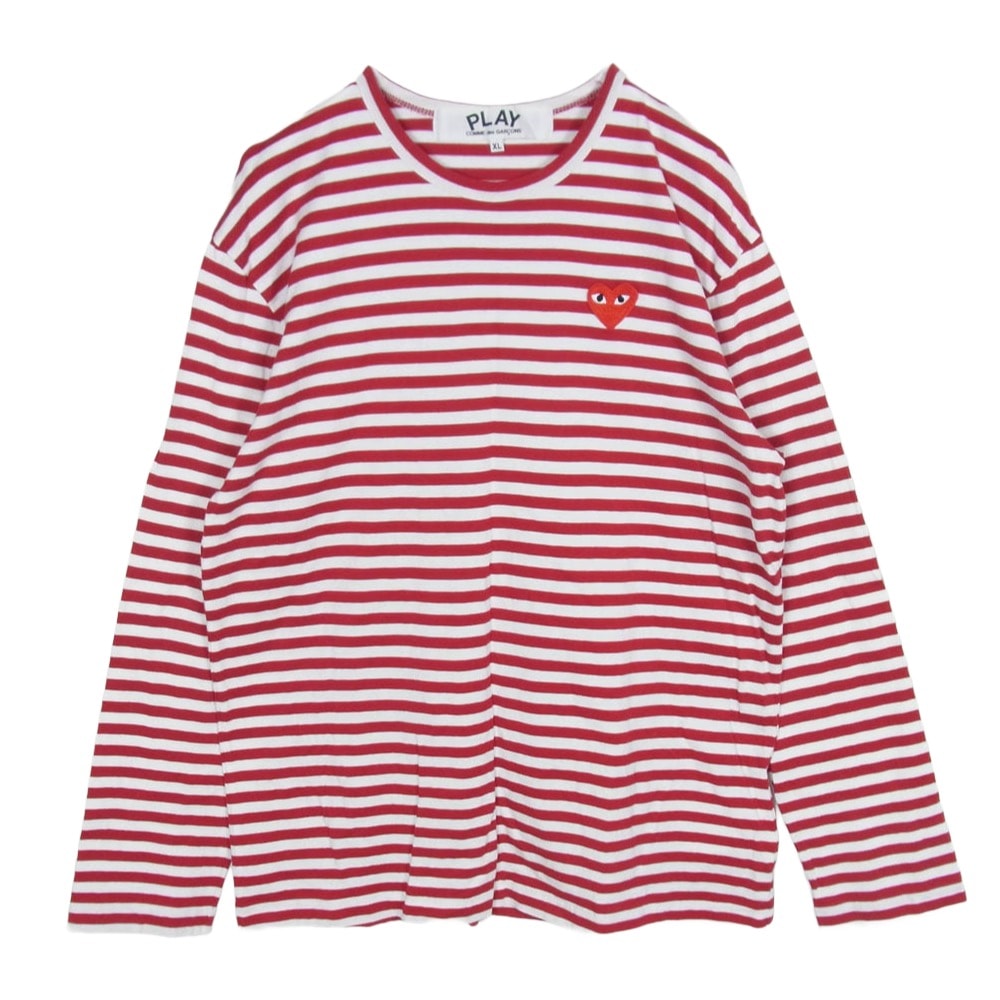 PLAY COMME des GARCONS プレイコムデギャルソン カットソー AZ-T164 Border Long Sleeve T-Shirt ボーダー ロングスリーブ カットソー レッド系 XL【中古】