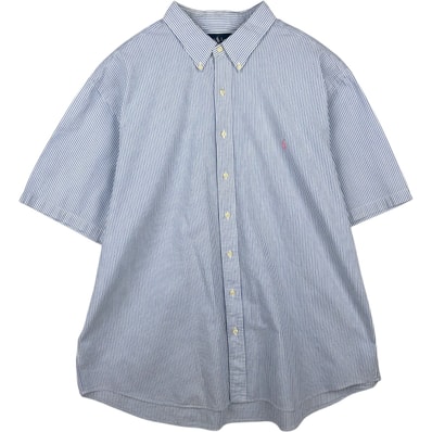 古着 ラルフローレン Ralph Lauren CLASSIC FIT シアサッカー 半袖 ボタンダウン ストライプシャツ メンズXXL相当/eaa641197