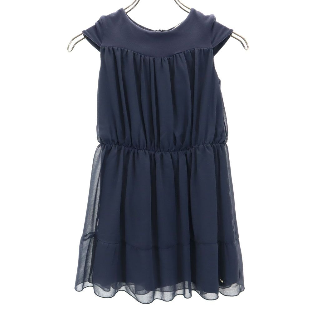 ARMANI JUNIOR アルマーニジュニア 半袖 バックジップ ワンピース 7A 124cm ネイビー