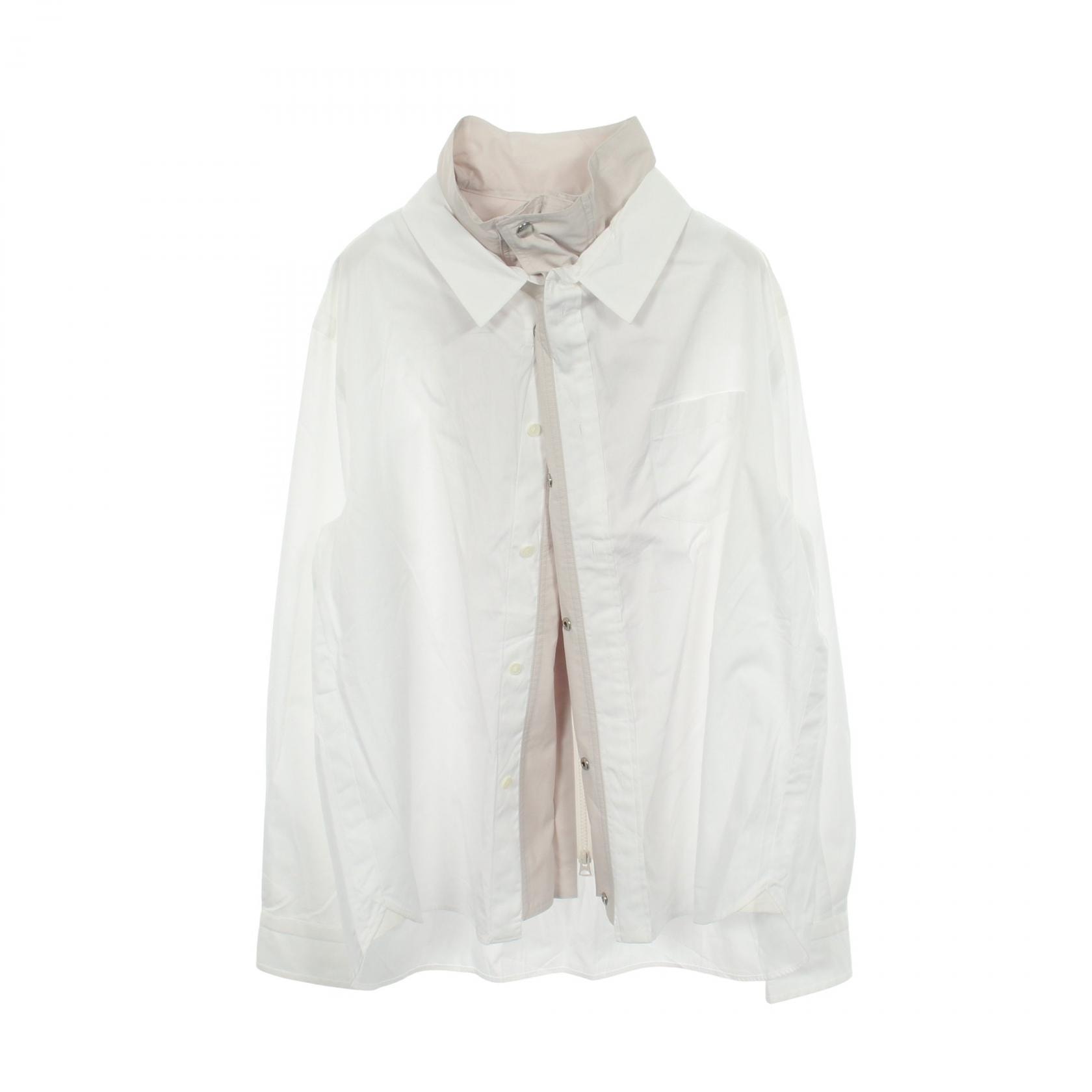 サカイ Sacai Poplin Shirt ポプリンシャツ 衣料品 トップス コットン ポリエステル メンズ ホワイト系 / グレー系 25-03778M 【中古】