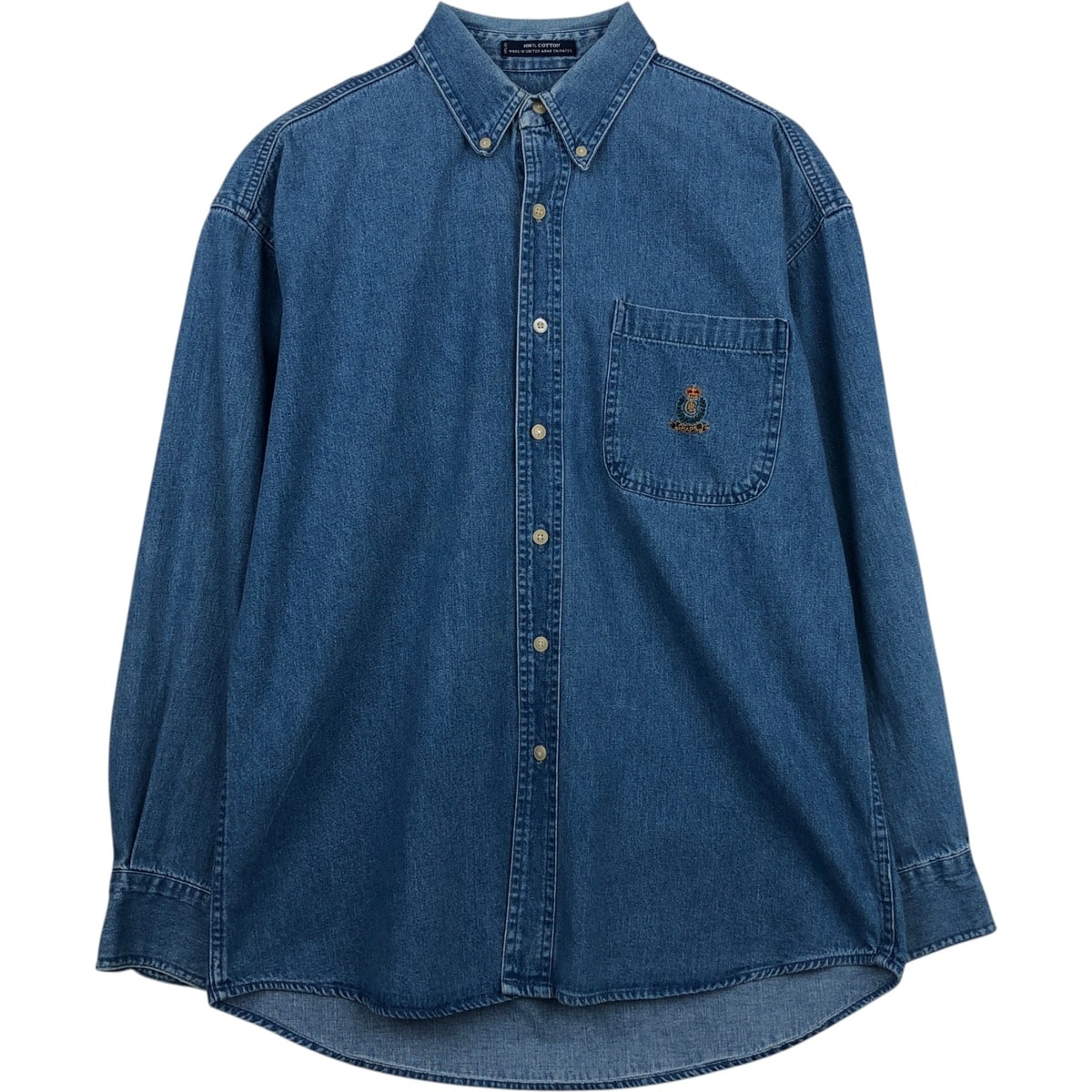 古着 ラルフローレン Ralph Lauren CHAPS チャップス 長袖 ボタンダウンデニムシャツ メンズM相当/eaa631237