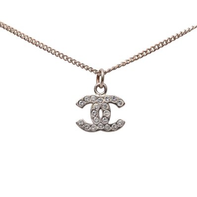 シャネル ココマーク ネックレス シルバー メタル ラインストーン レディース CHANEL 【中古】
