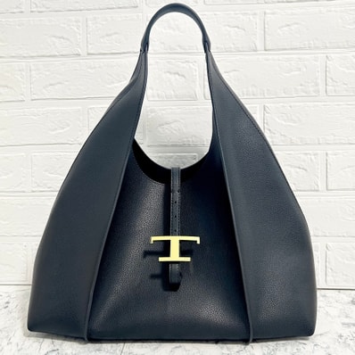 TOD'S トッズ Tタイムレス レザー トートバッグ 黒 ブラック