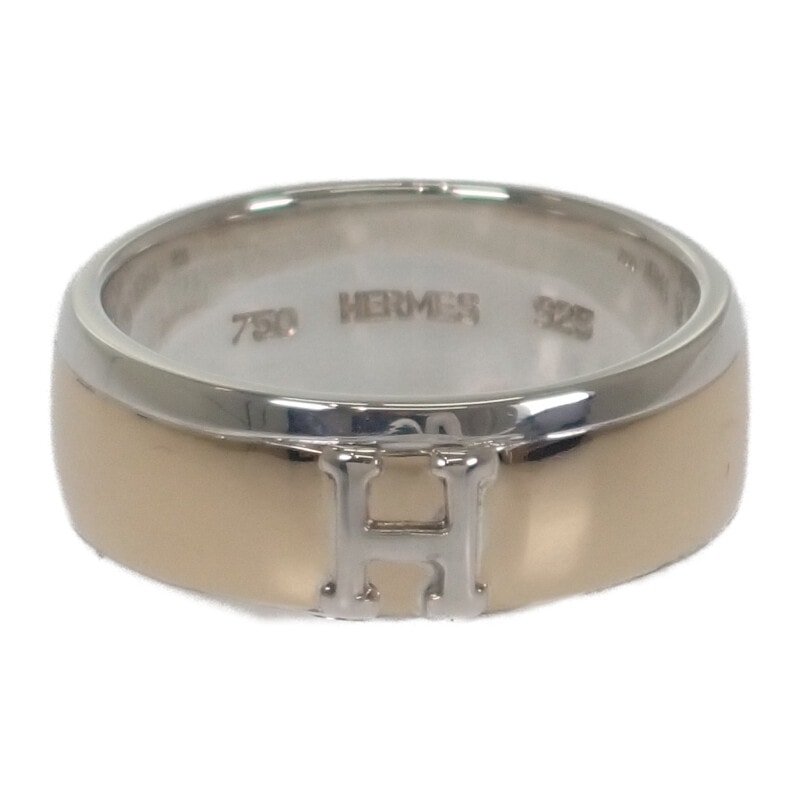 エルメス HERMES Hロゴ 15号 リング シルバー925 K18イエローゴールド シルバー レディース メンズ【中古】【Aランク】