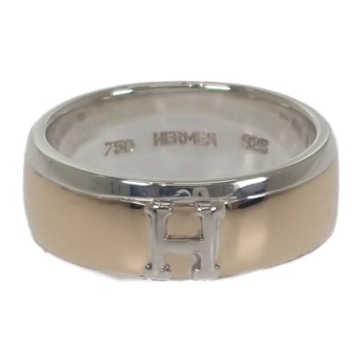 エルメス HERMES Hロゴ 15号 リング シルバー925 K18イエローゴールド シルバー レディース メンズ【中古】【Aランク】