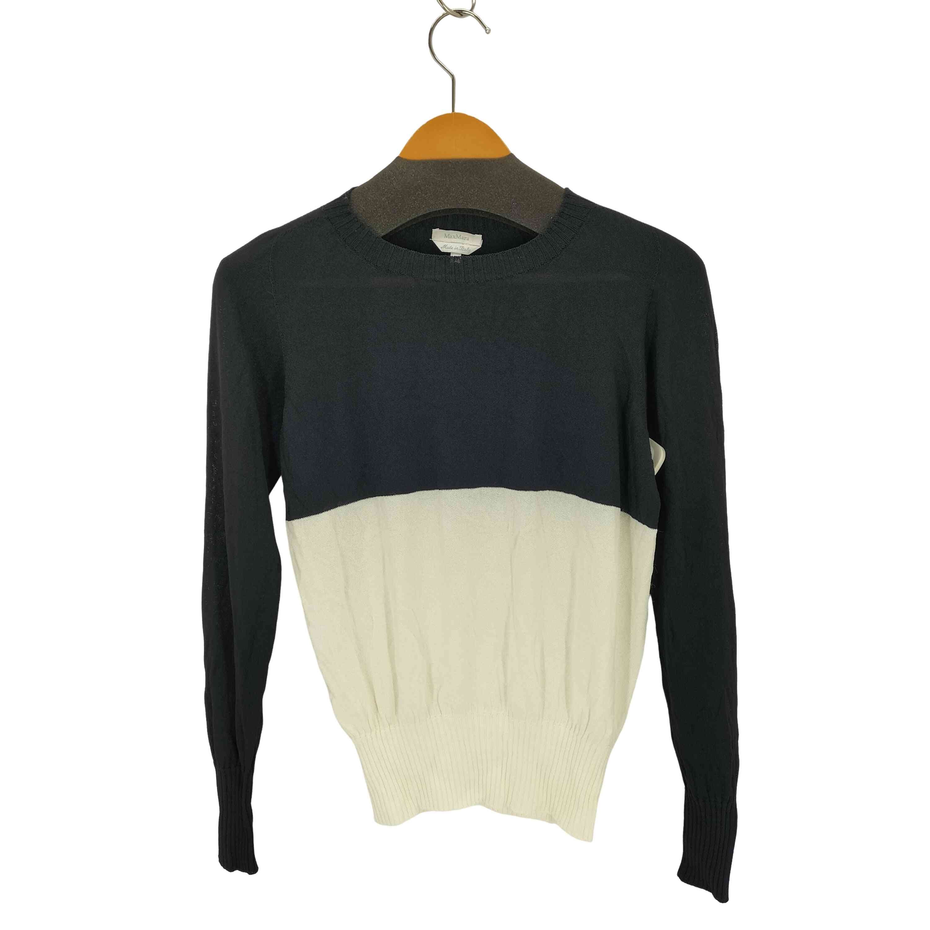 白タグ イタリア製 クルーネックバイカラーニット【1142086706137】