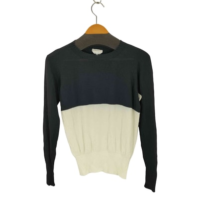 白タグ イタリア製 クルーネックバイカラーニット【1142086706137】