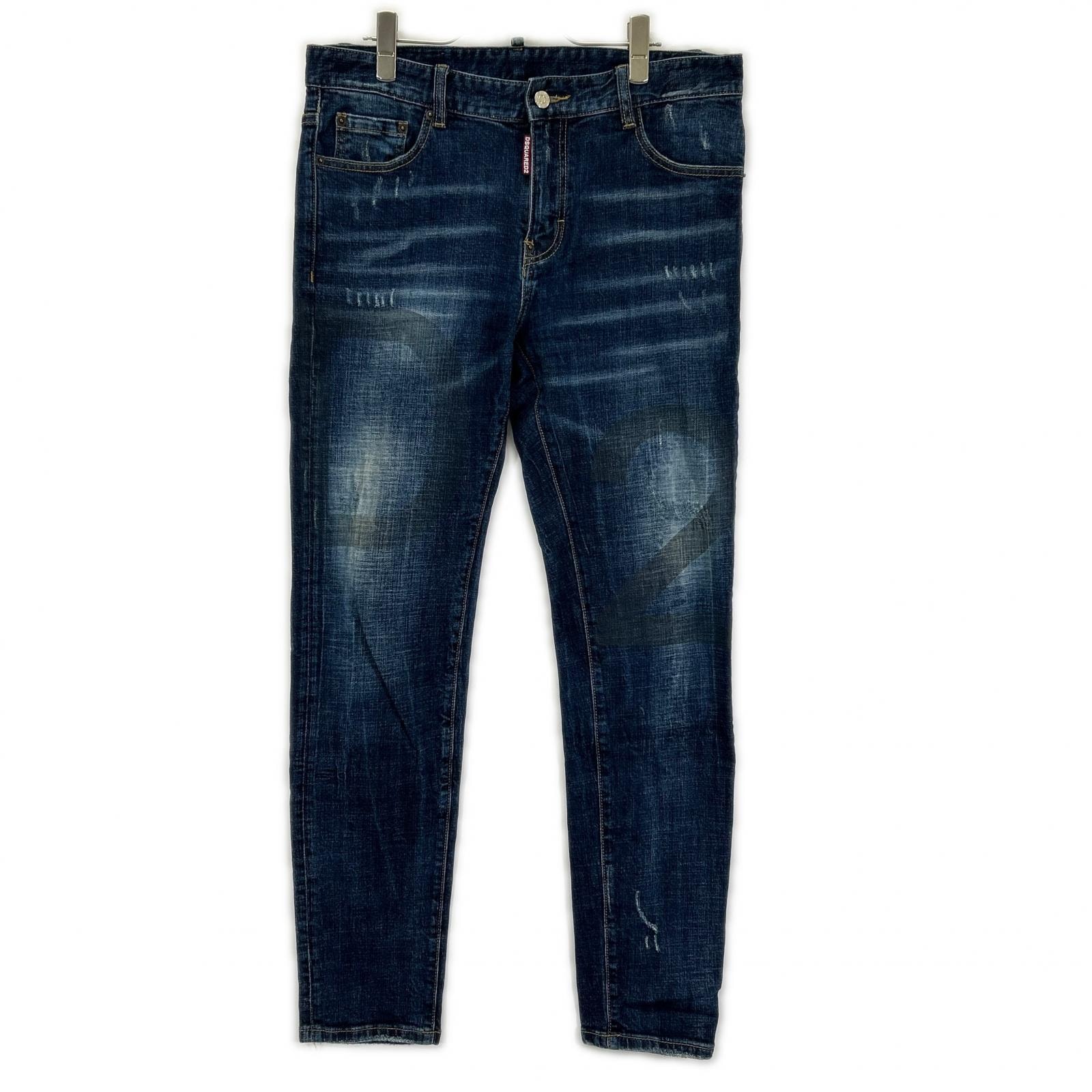 ディースクエアード S74LA0651 インディゴ D2プリント SLIM JEAN/スリムジーン デニムパンツ 32
