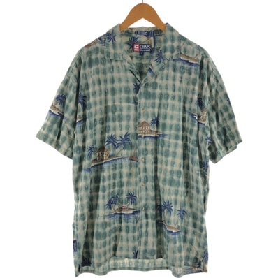 古着 90年代 ラルフローレン Ralph Lauren CHAPS チャップス 総柄 オープンカラー コットン×レーヨン ハワイアンアロハシャツ ボックスシャツ メンズL相当 ヴィンテージ/eaa539462