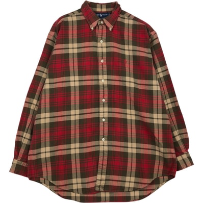 古着 ラルフローレン Ralph Lauren BLAKE 長袖 ボタンダウン ライトネルチェックシャツ メンズL相当/eaa637690