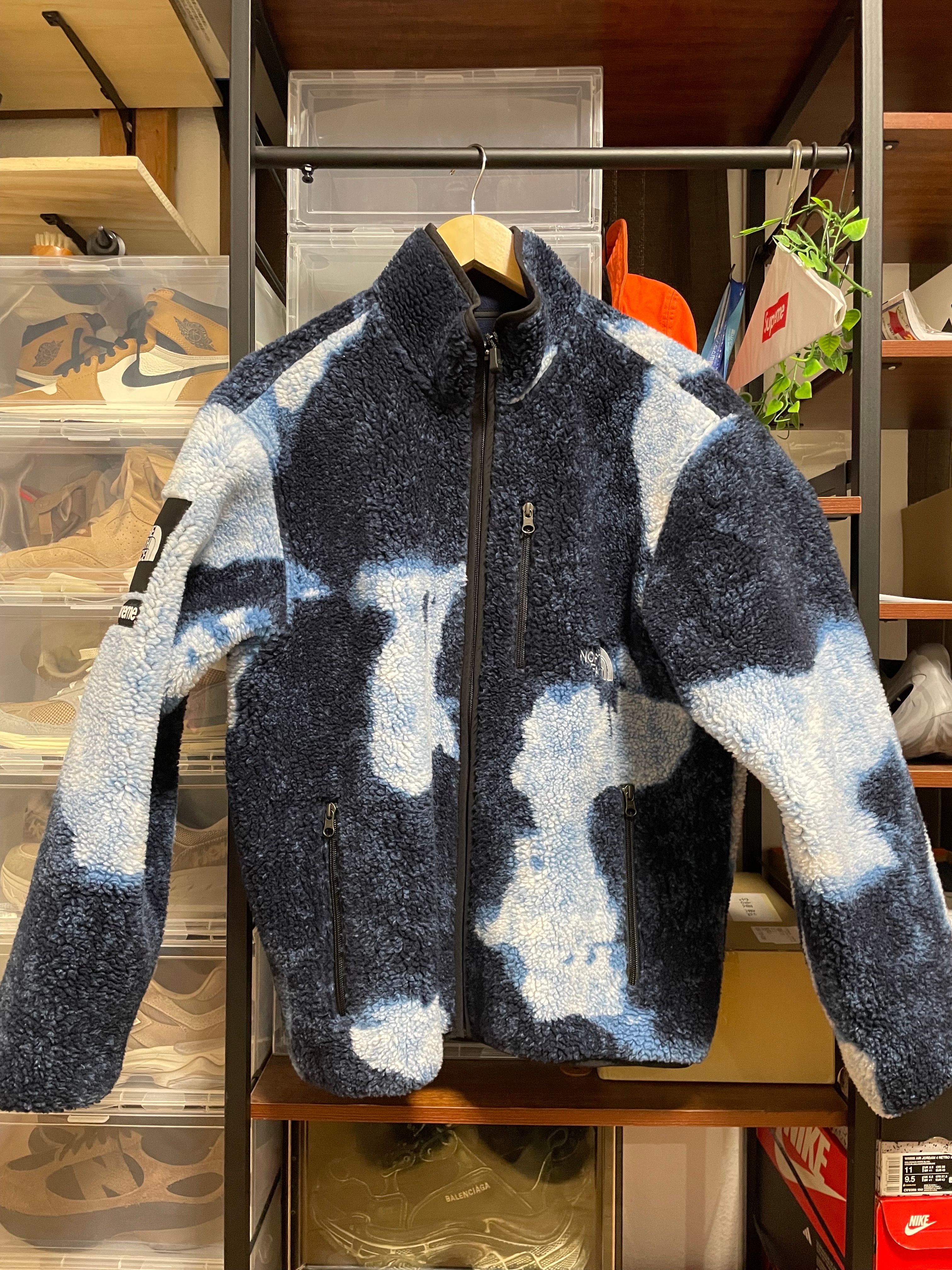 Supreme x The North Face Bleached Denim Print Fleece Jacket "Indigo"