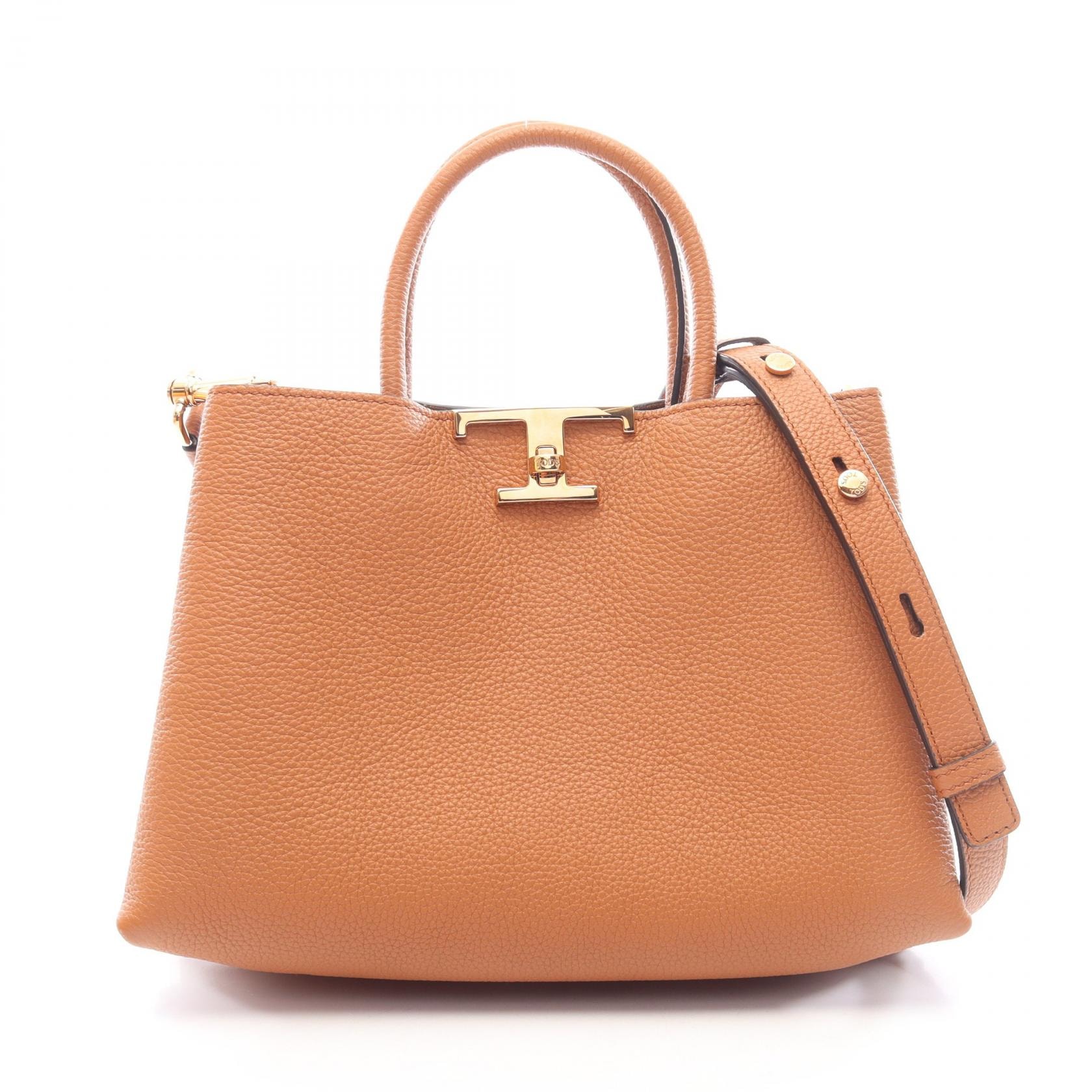 トッズ TOD'S T-TIMELESS SHOPPING BAG 2WAY ハンドバッグ バッグ レザー レディース ブラウン系 【中古】