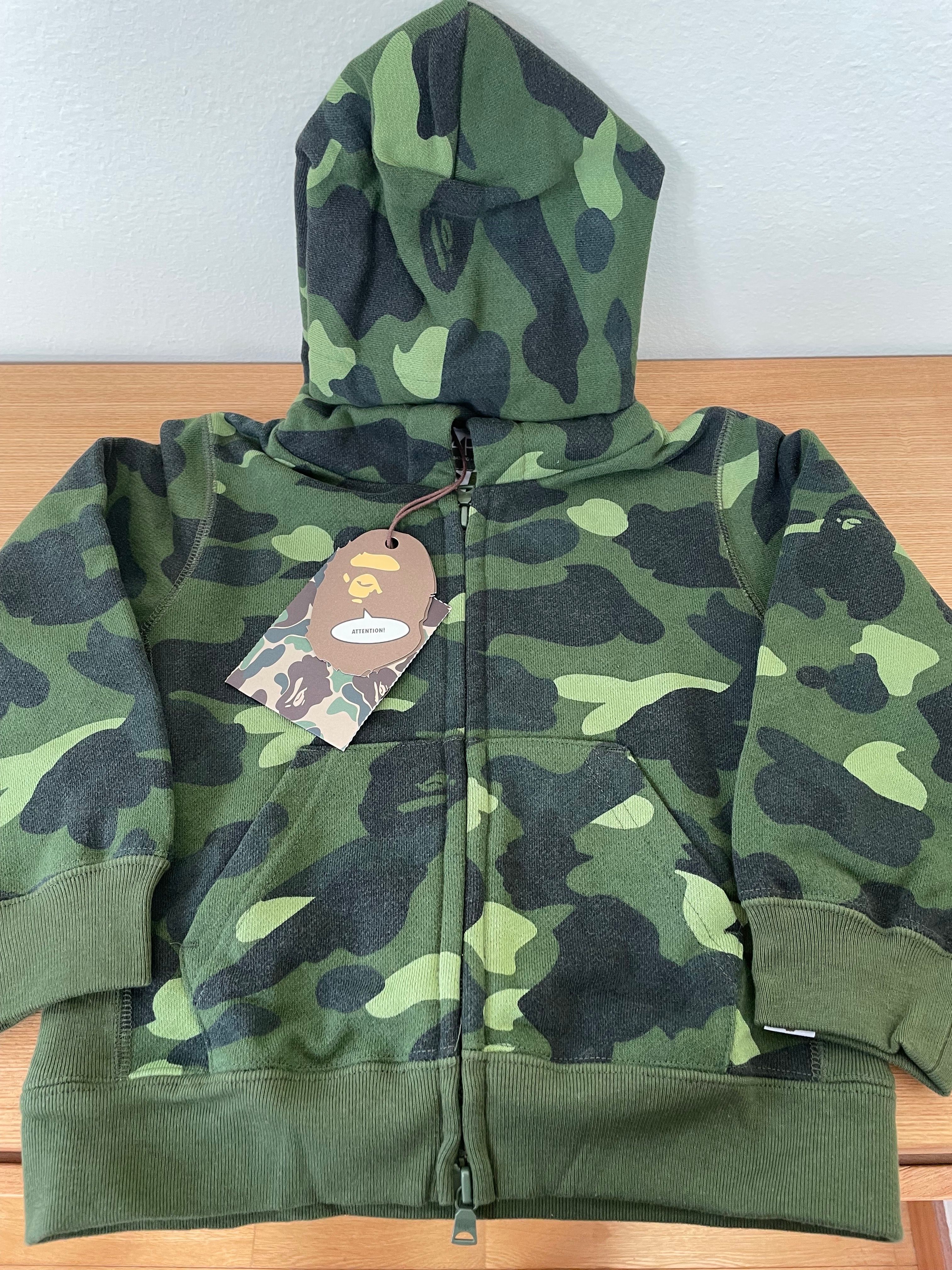 BAPE カラーカモ フルジップパーカー KIDS 100cm 緑迷彩 グリーン