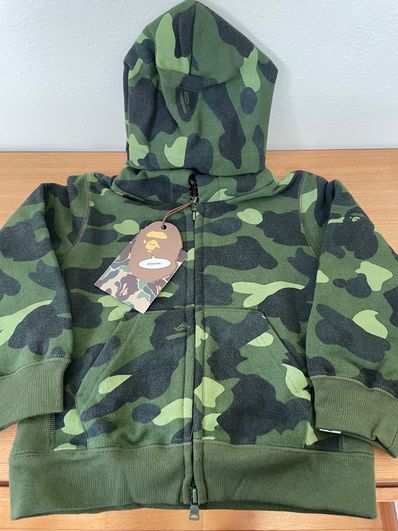 BAPE カラーカモ フルジップパーカー KIDS 100cm 緑迷彩 グリーン