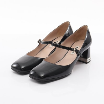 ミュウ ミュウ Miu Miu パンプス 靴 パテントレザー レディース ブラック系 【中古】