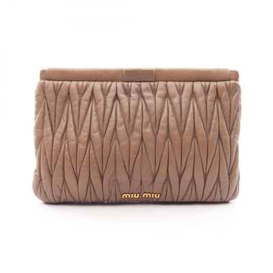 ミュウ ミュウ Miu Miu MATELASSE セカンドバッグ クラッチバッグ バッグ レザー レディース グレー系 5N1573 【中古】