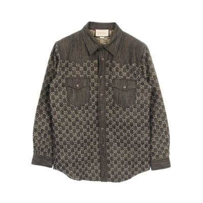 グッチ GUCCI GGジャガード シャツ デニムジャケット 衣料品 アウター コットン メンズ ブラック系 669613 【中古】