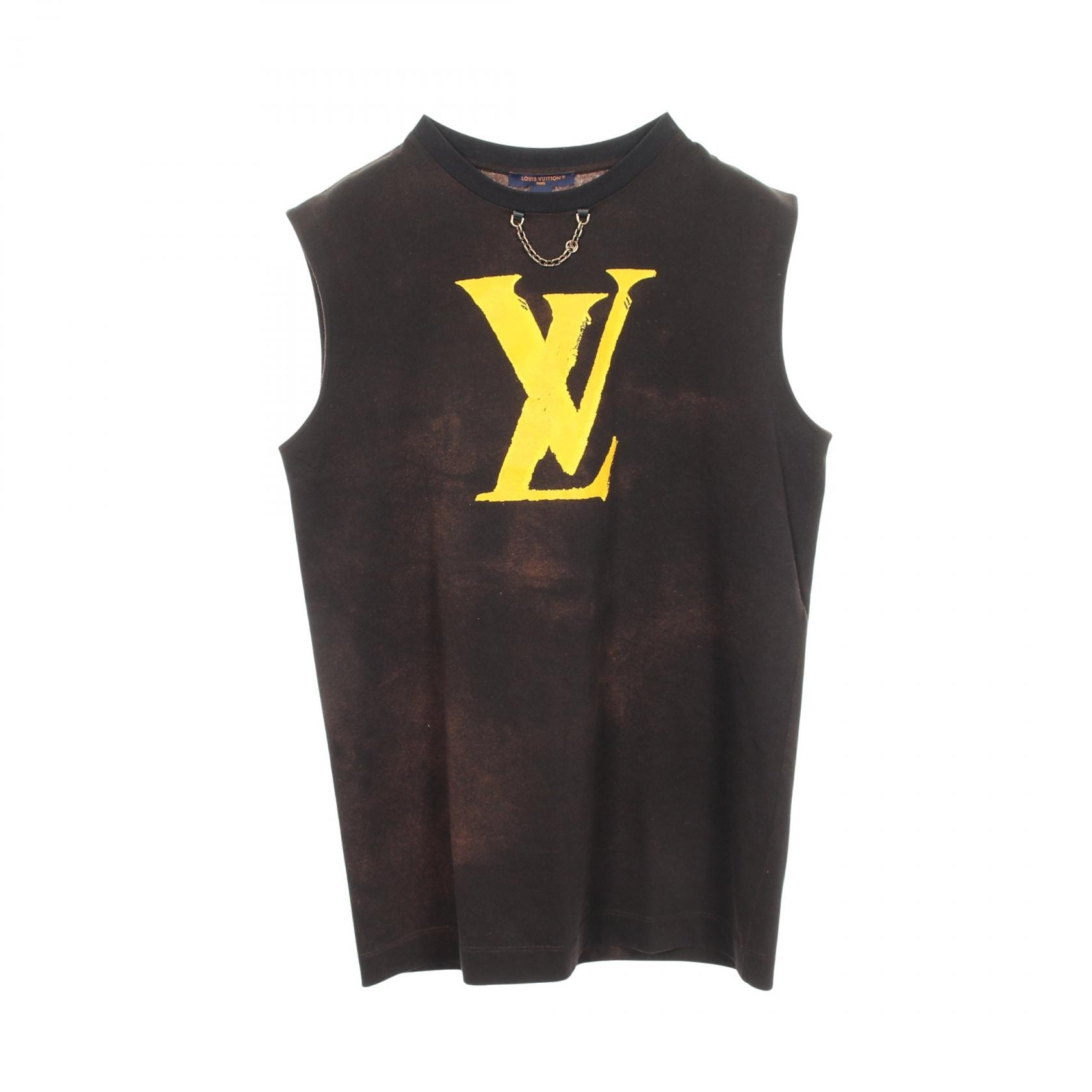 ルイ・ヴィトン LOUIS VUITTON LVロゴ タンクトップ 衣料品 トップス コットン レディース ブラック系 / イエロー系 RW241WD IIX FQJD13 【中古】