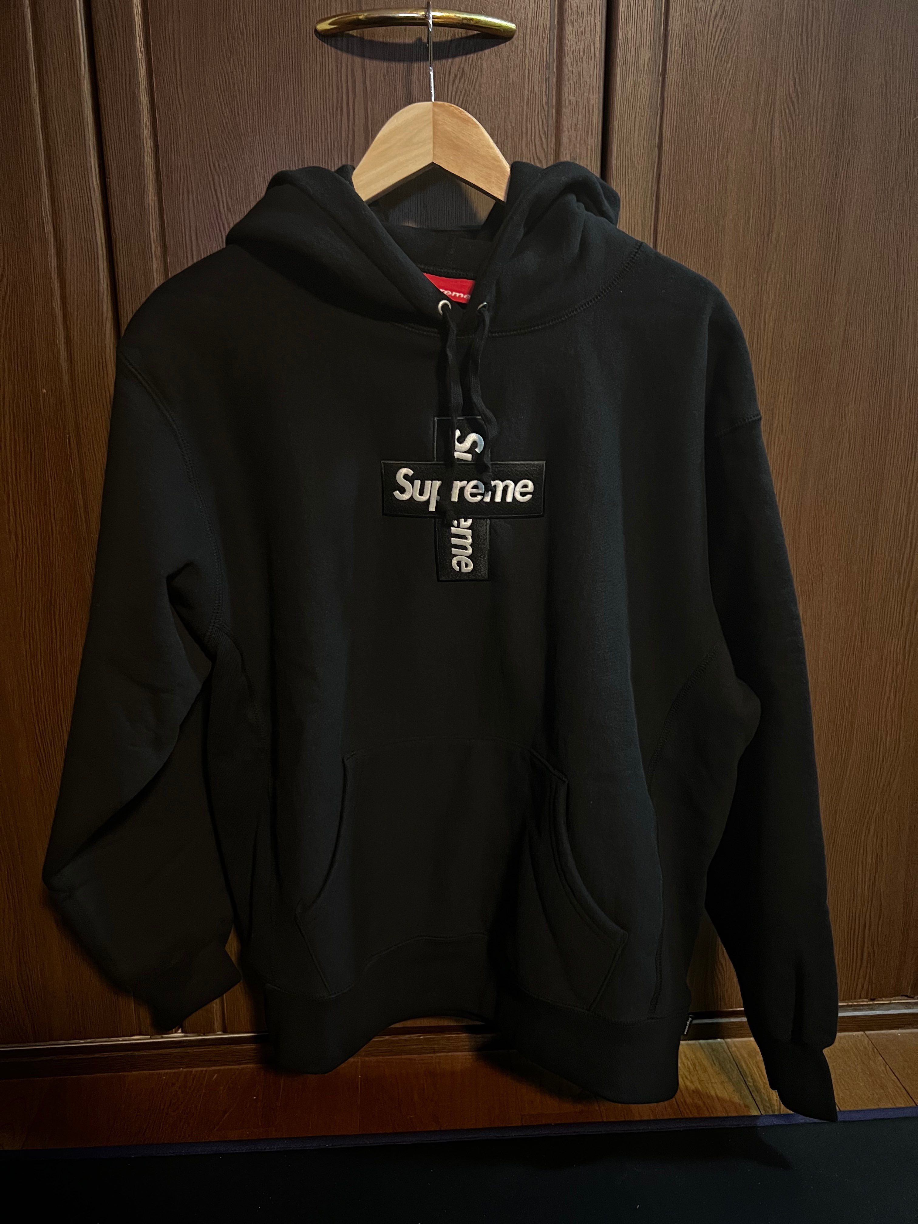 Supreme Cross Box Logo Hooded Sweatshirt "Black"