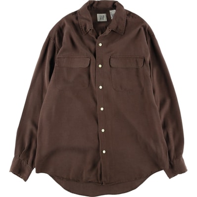 古着 90年代 ギャップ GAP オールドギャップ オープンカラー 長袖 ビスコースシャツ メンズM相当 ヴィンテージ/evb034122