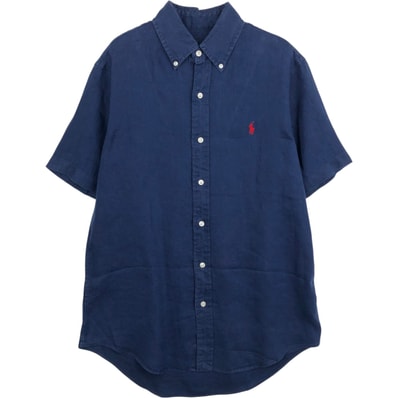 古着 ラルフローレン Ralph Lauren 半袖 リネン ボタンダウンシャツ メンズS相当/eaa648898